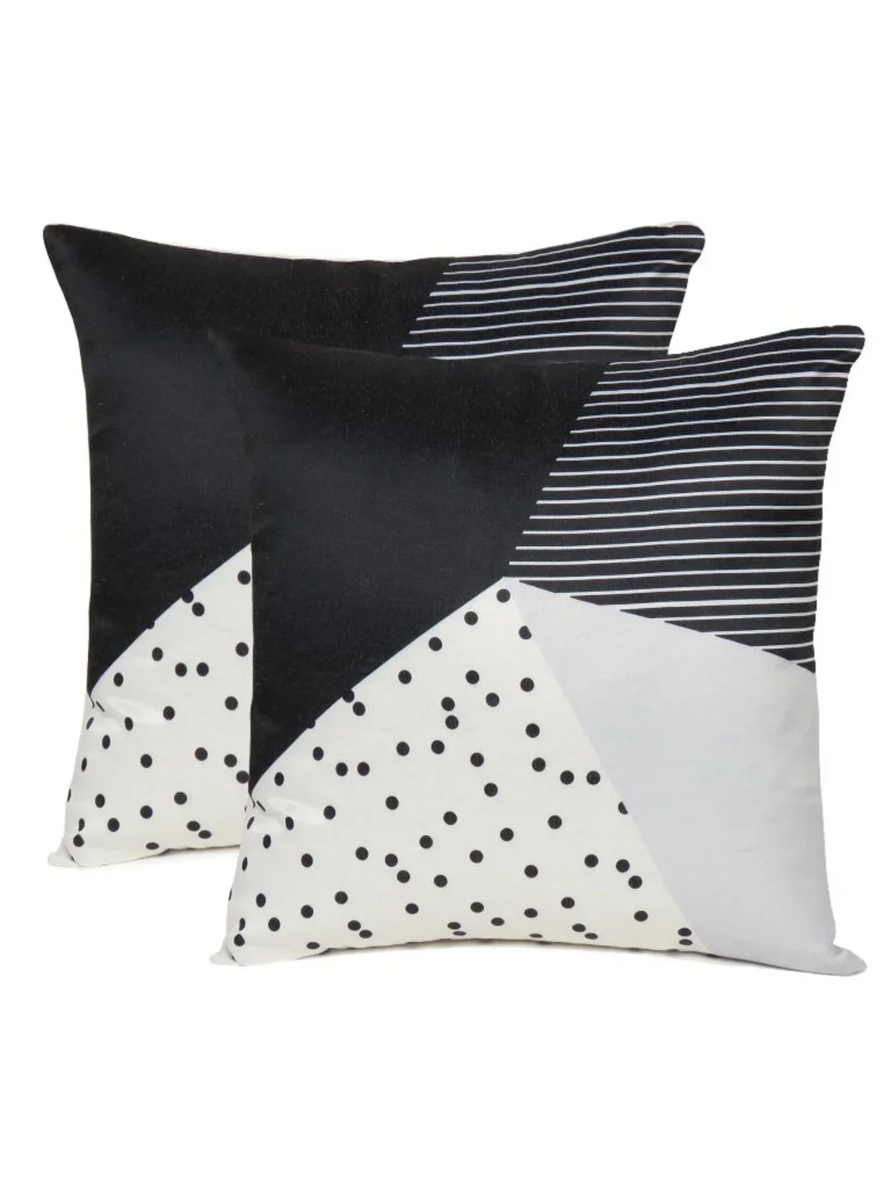 Oussum Bedroom Decorative Pillow Cover Polka dot & Stripe Print Cotton Set of 2